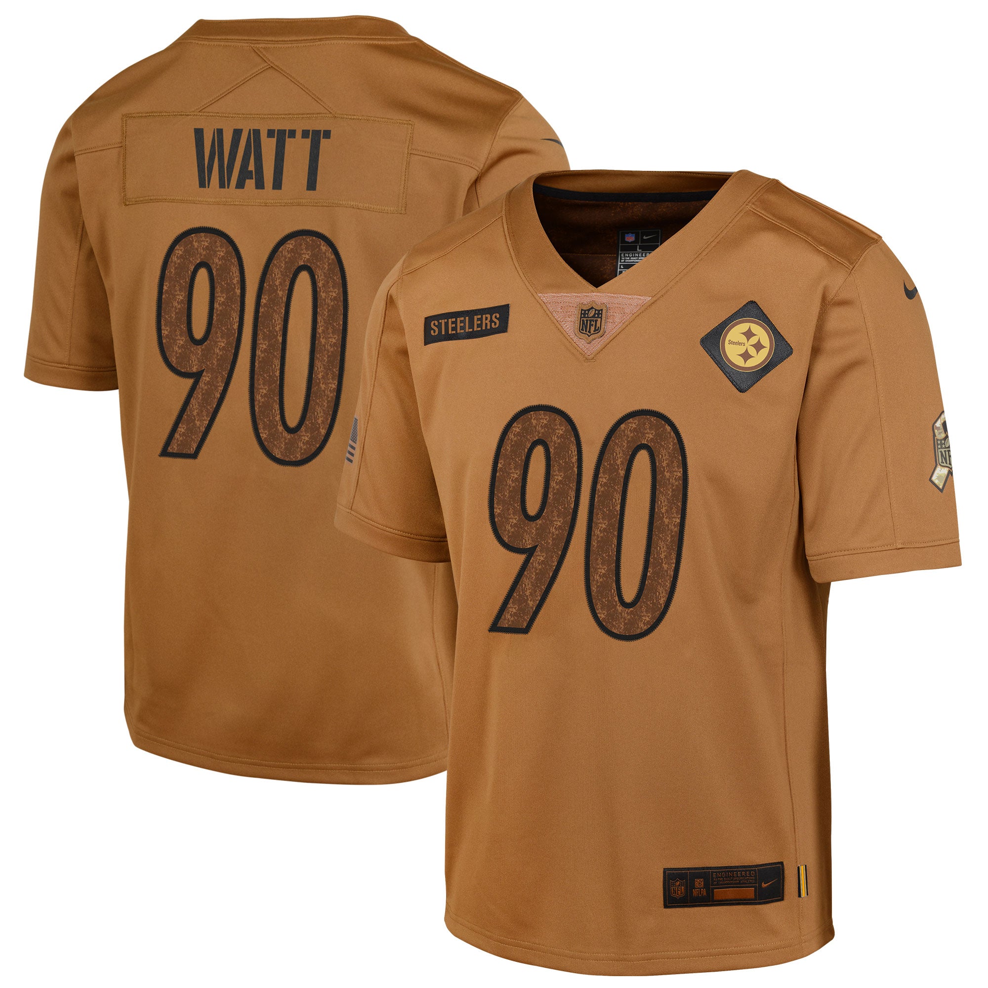 T.J. Watt Pittsburgh Steelers Nike Youth 2023 Salute To Service Limited Jersey   Brown