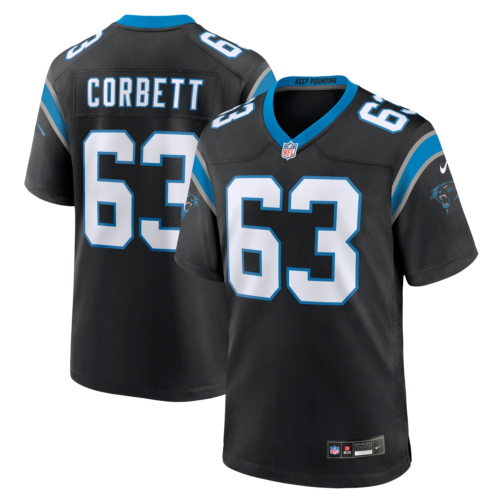 Austin Corbett Carolina Panthers Nike Team Game Jersey   Black