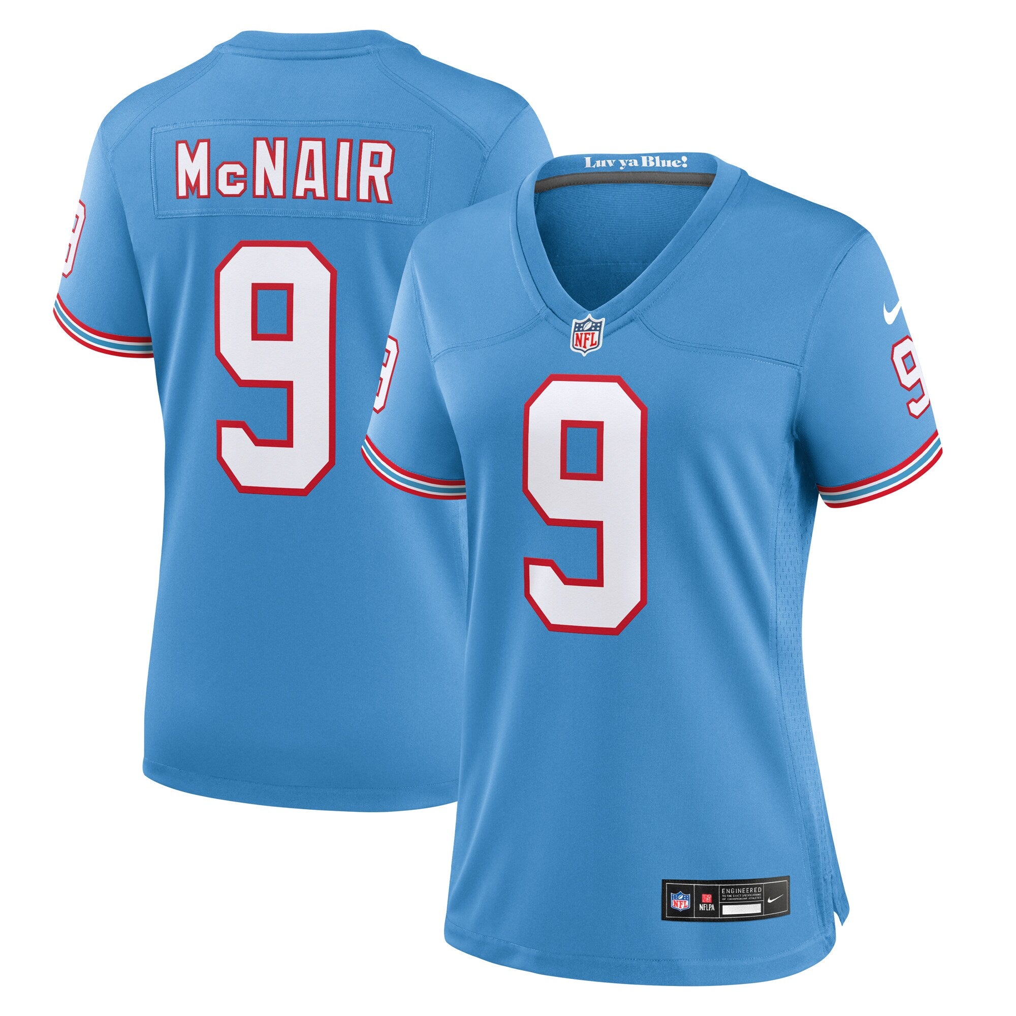 Steve McNair Tennessee Titans Nike Women s Oilers Throwback Retired Player Game Jersey   Light Blue