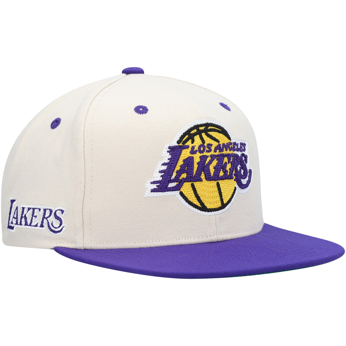 Los Angeles Lakers Mitchell & Ness Hardwood Classics 2-Tone Chain-Stitch Snapback Hat - Cream/Purple
