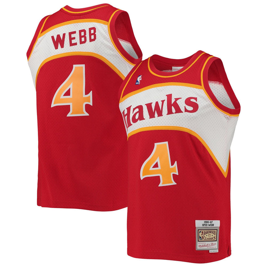 Men's Atlanta Hawks, NBA Jerseys Spud Webb Mitchell & Ness Red 1986-87 Hardwood Classics Swingman Jersey