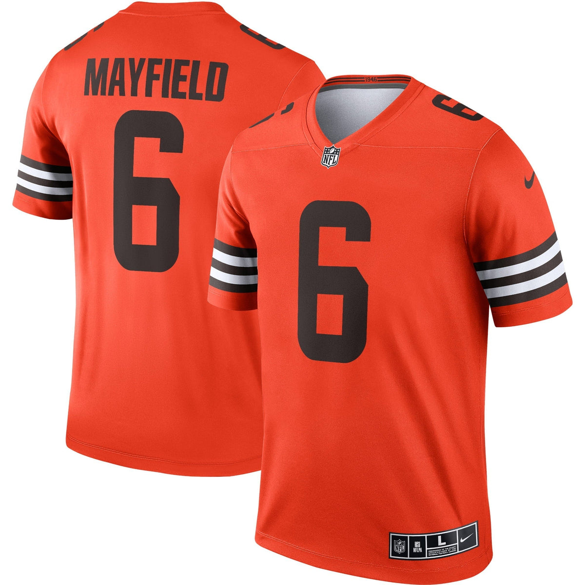 Men s Nike Baker Mayfield Orange Cleveland Browns Inverted Legend Jersey