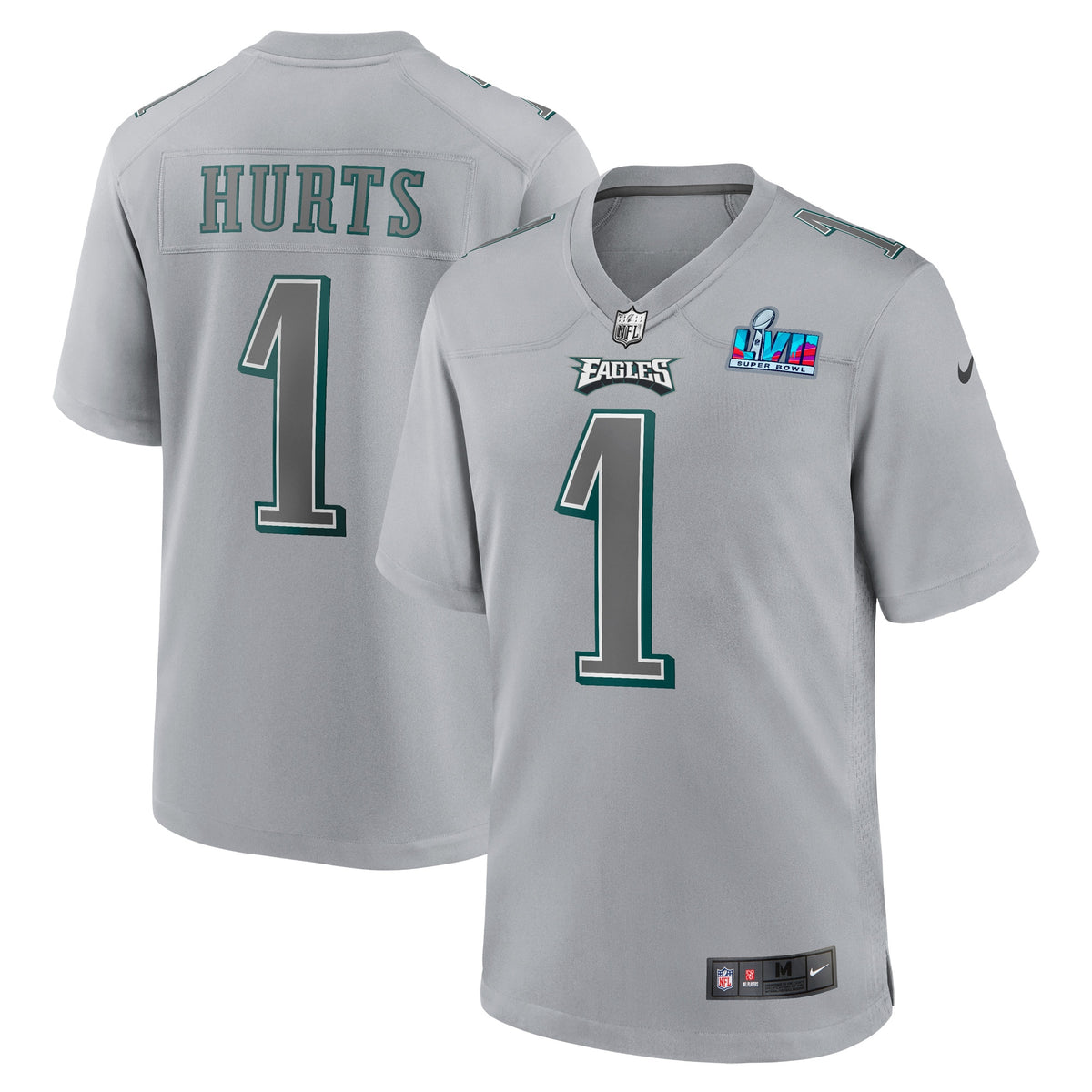 Jalen Hurts Philadelphia Eagles Nike Youth Super Bowl LVII Patch Atmosphere Fashion Game Jersey   Gray