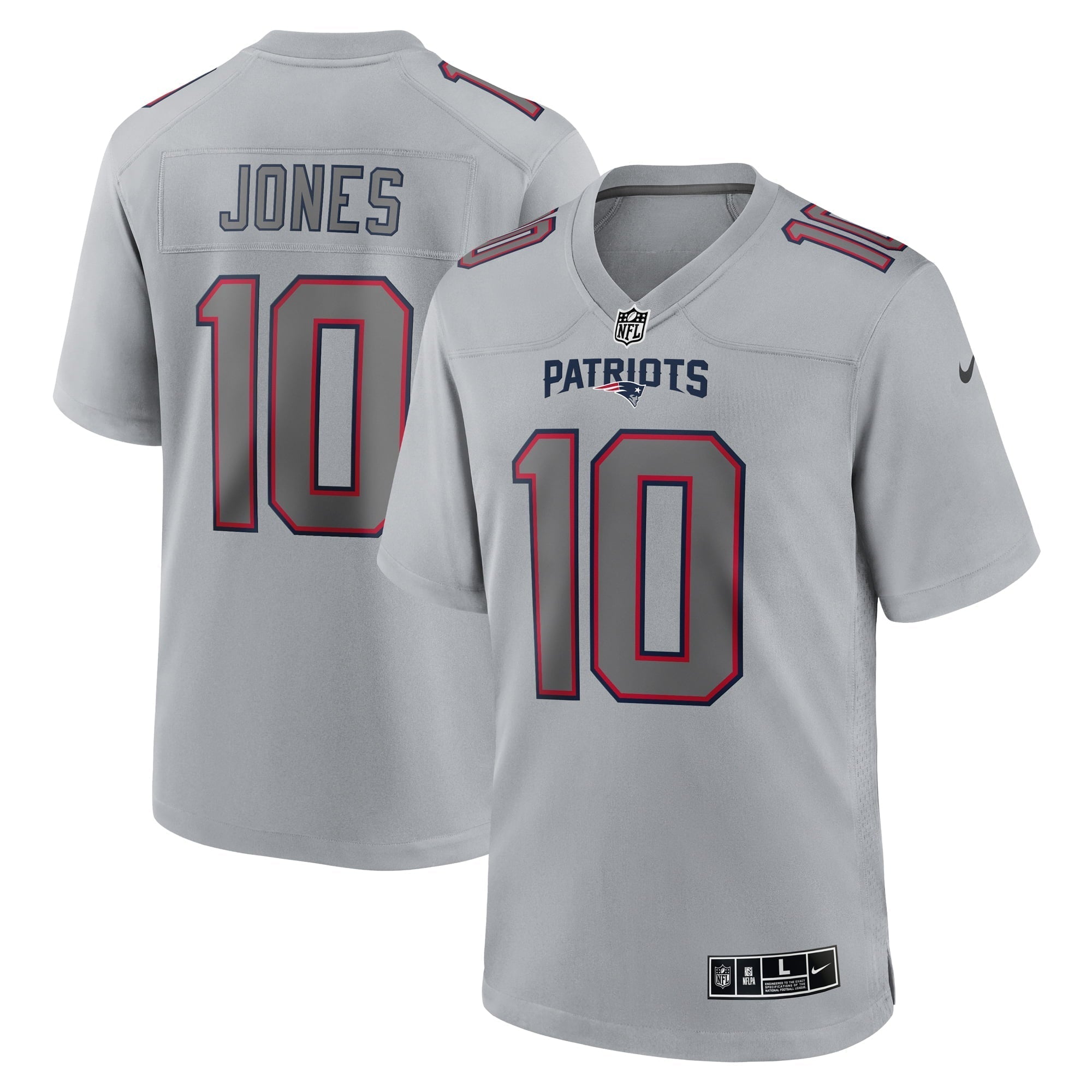 Men s Nike Mac Jones Gray New England Patriots Atmosphere Fashion Game Jersey