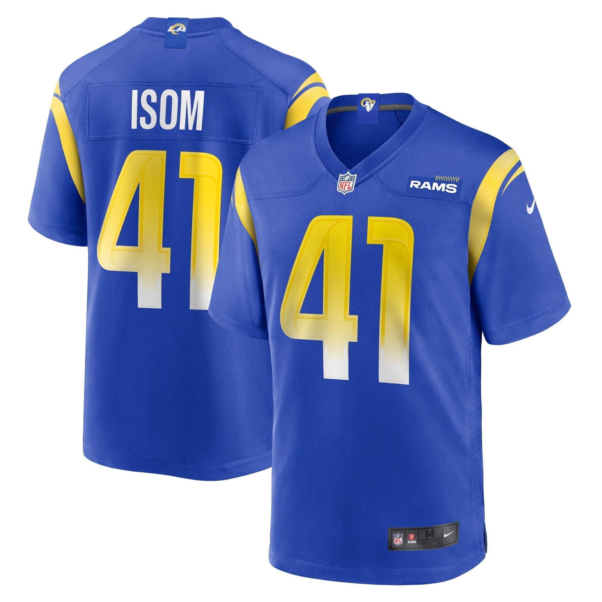 Men s Nike Dan Isom Royal Los Angeles Rams Game Player Jersey