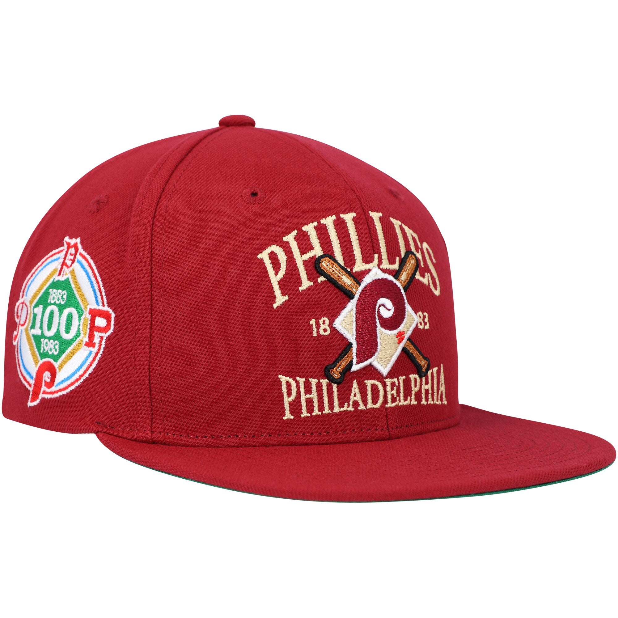 Philadelphia Phillies Mitchell & Ness Grand Slam Snapback Hat - Burgundy