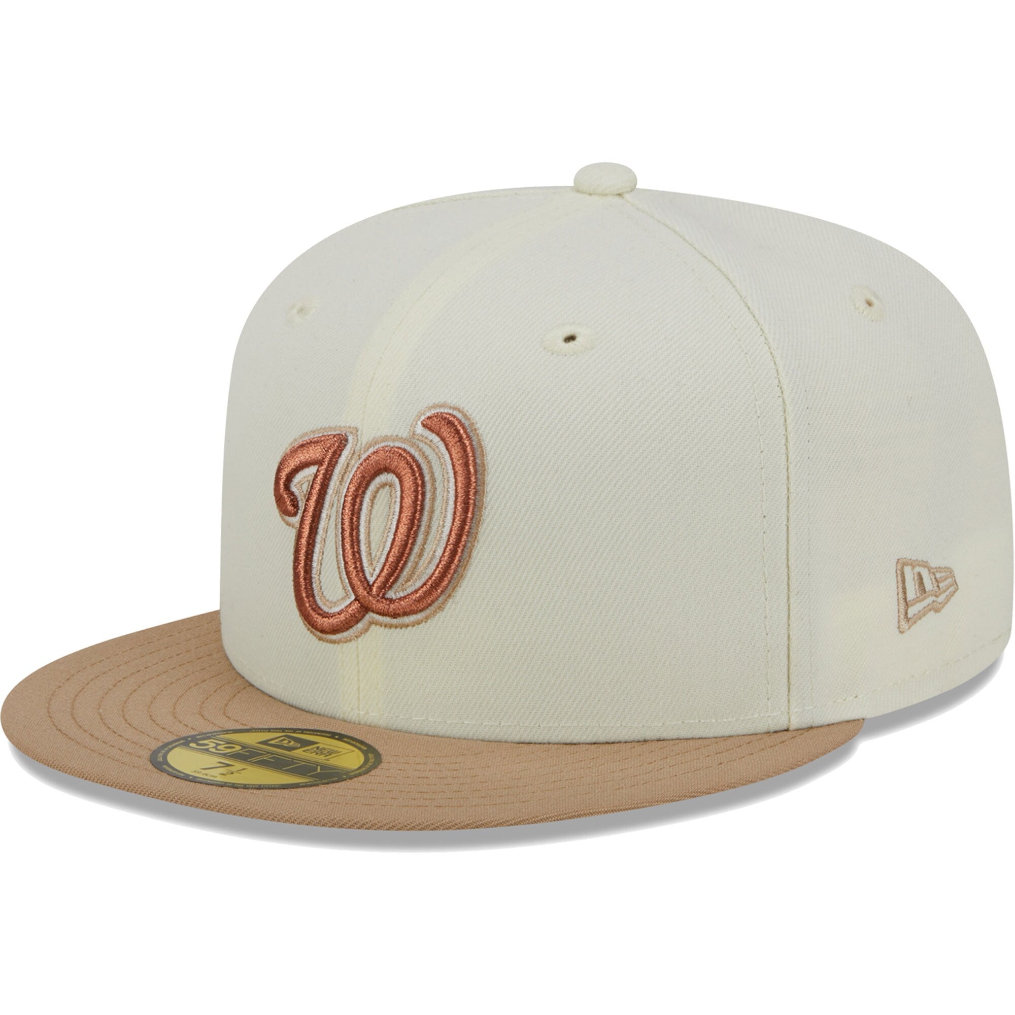 Washington Nationals New Era Chrome Camel Rust Undervisor 59FIFTY Fitted Hat - Cream