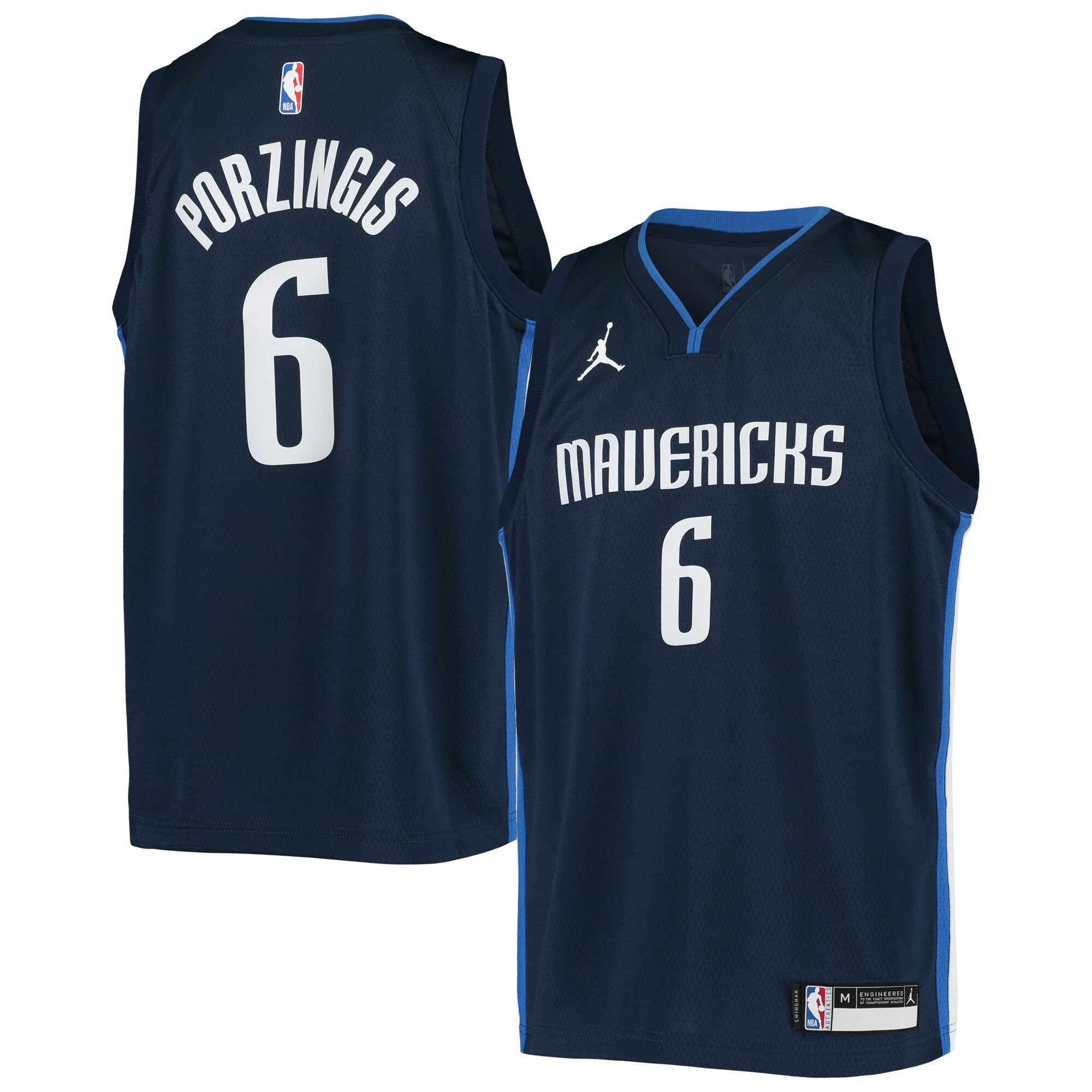 Kristaps Porzingis Dallas Mavericks Jordans Brand Youth 2020/21 Swingman Player Jersey - Statement Edition - Navy
