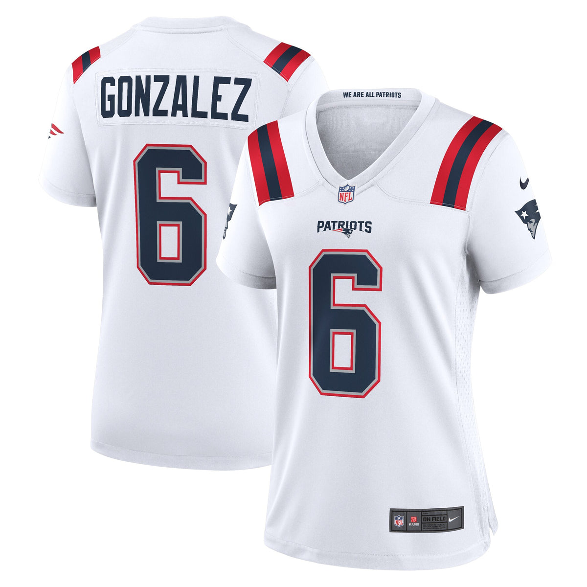 Christian Gonzalez New England Patriots Nike Women s  Game Jersey    White