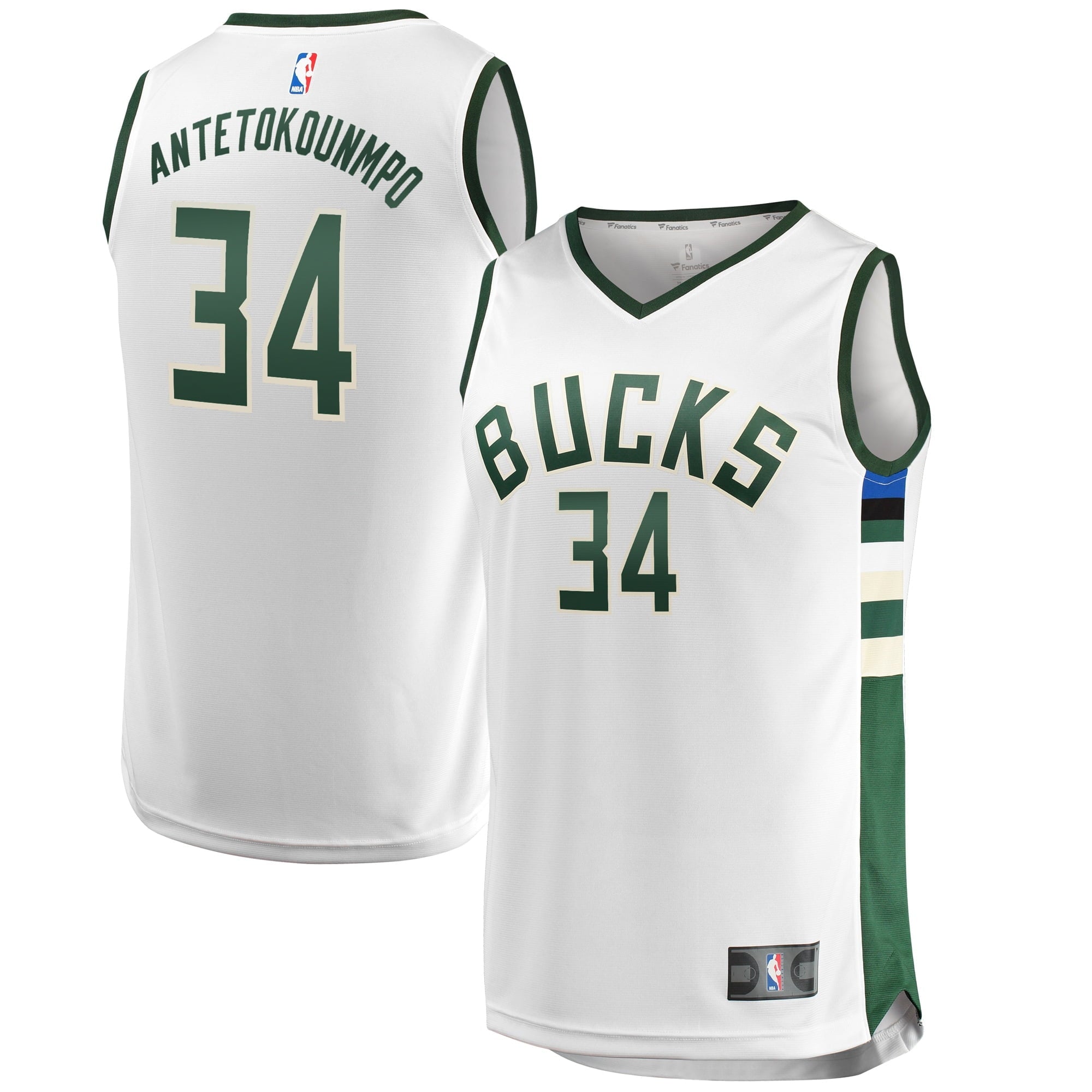 Men's Fanatics Branded Giannis Antetokounmpo White Milwaukee Bucks Fast Break Replica Jersey - Association Edition