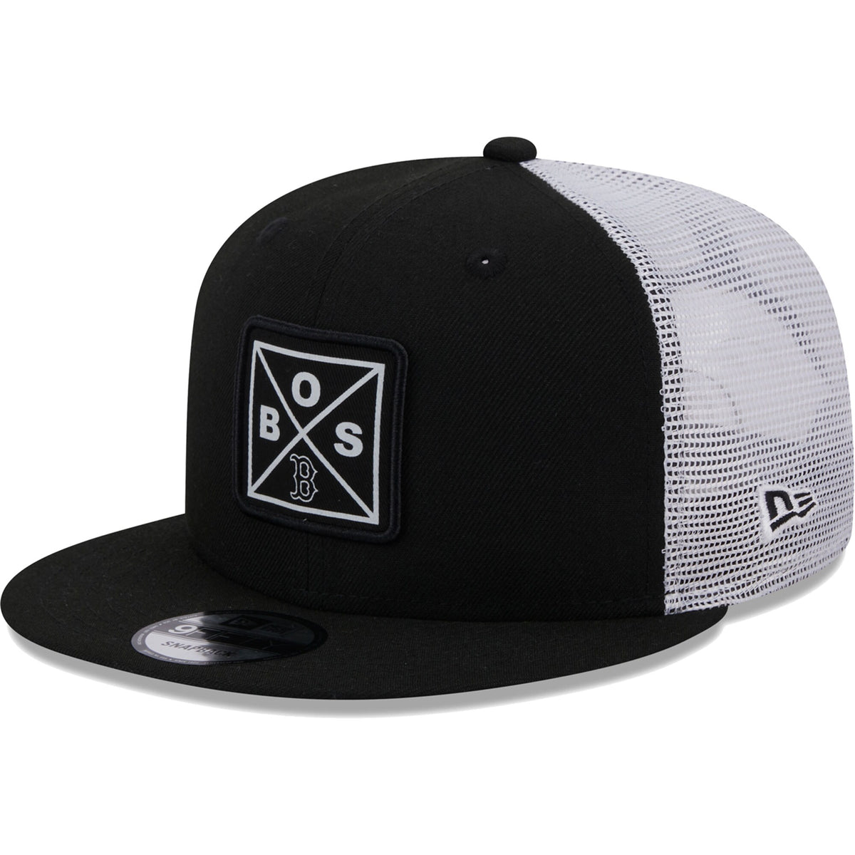 Boston Red Sox New Era Vert Squared Trucker 9FIFTY Snapback Hat - Black