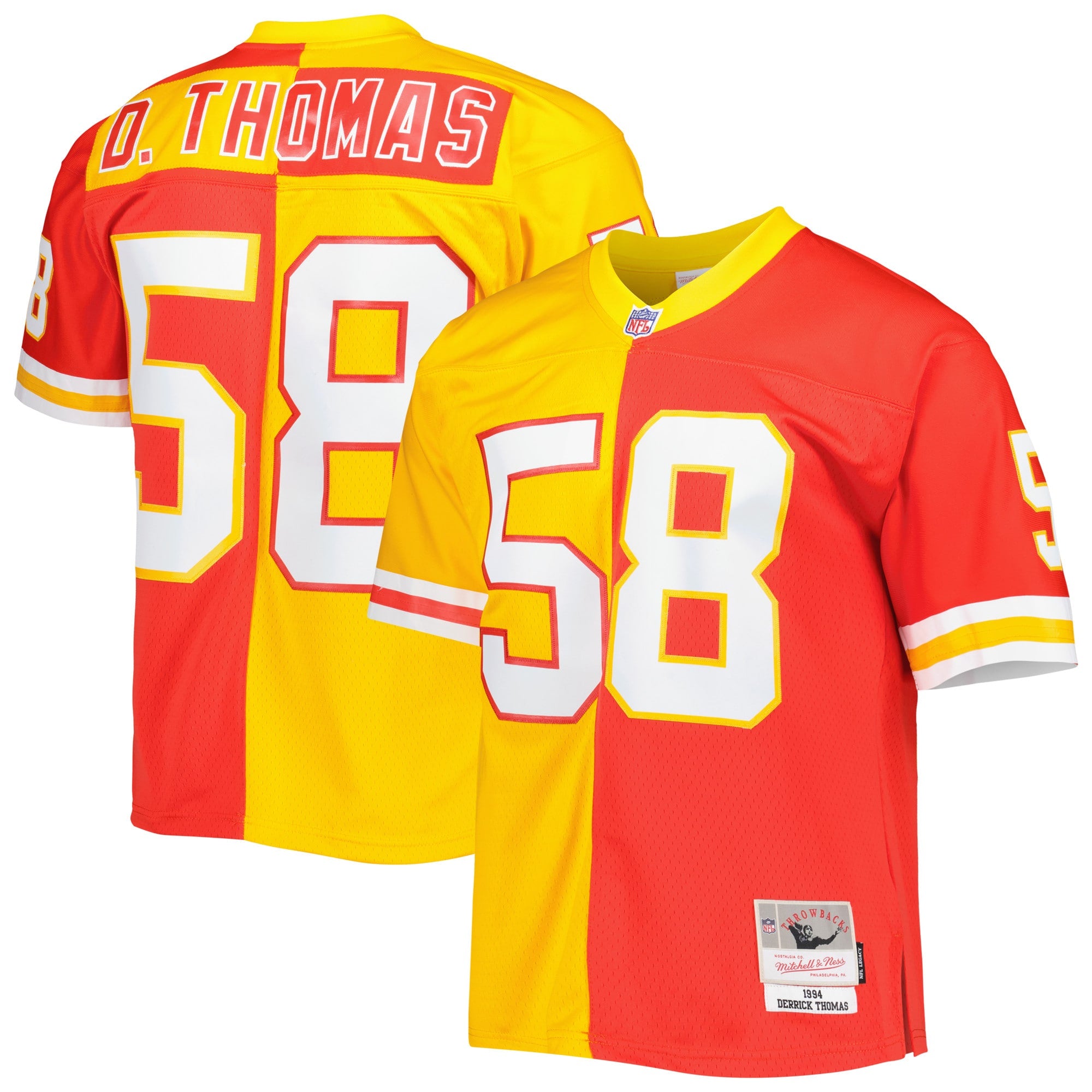 Derrick Thomas Kansas City Chiefs Mitchell   Ness 1994 Split Legacy Replica Jersey   Red/Gold
