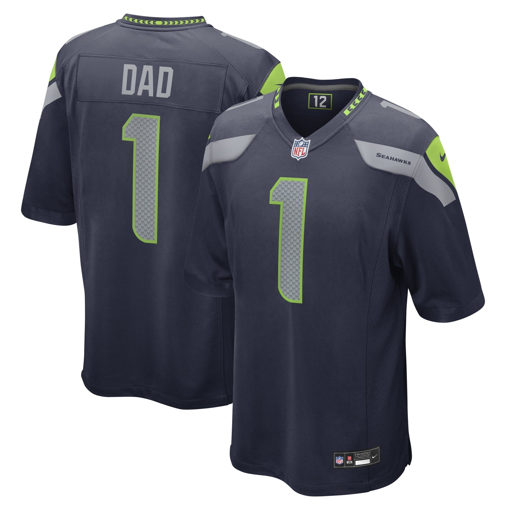 Men s Nike Number 1 Dad College Navy Seattle Seahawks Game Jersey