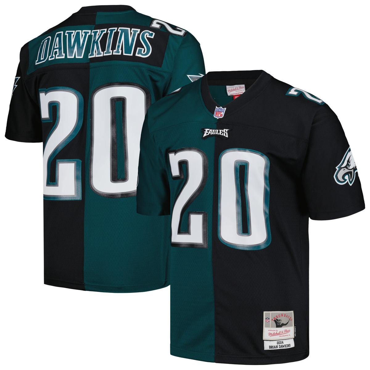 Brian Dawkins Philadelphia Eagles Mitchell   Ness 2004 Split Legacy Replica Jersey   Midnight Green/Black