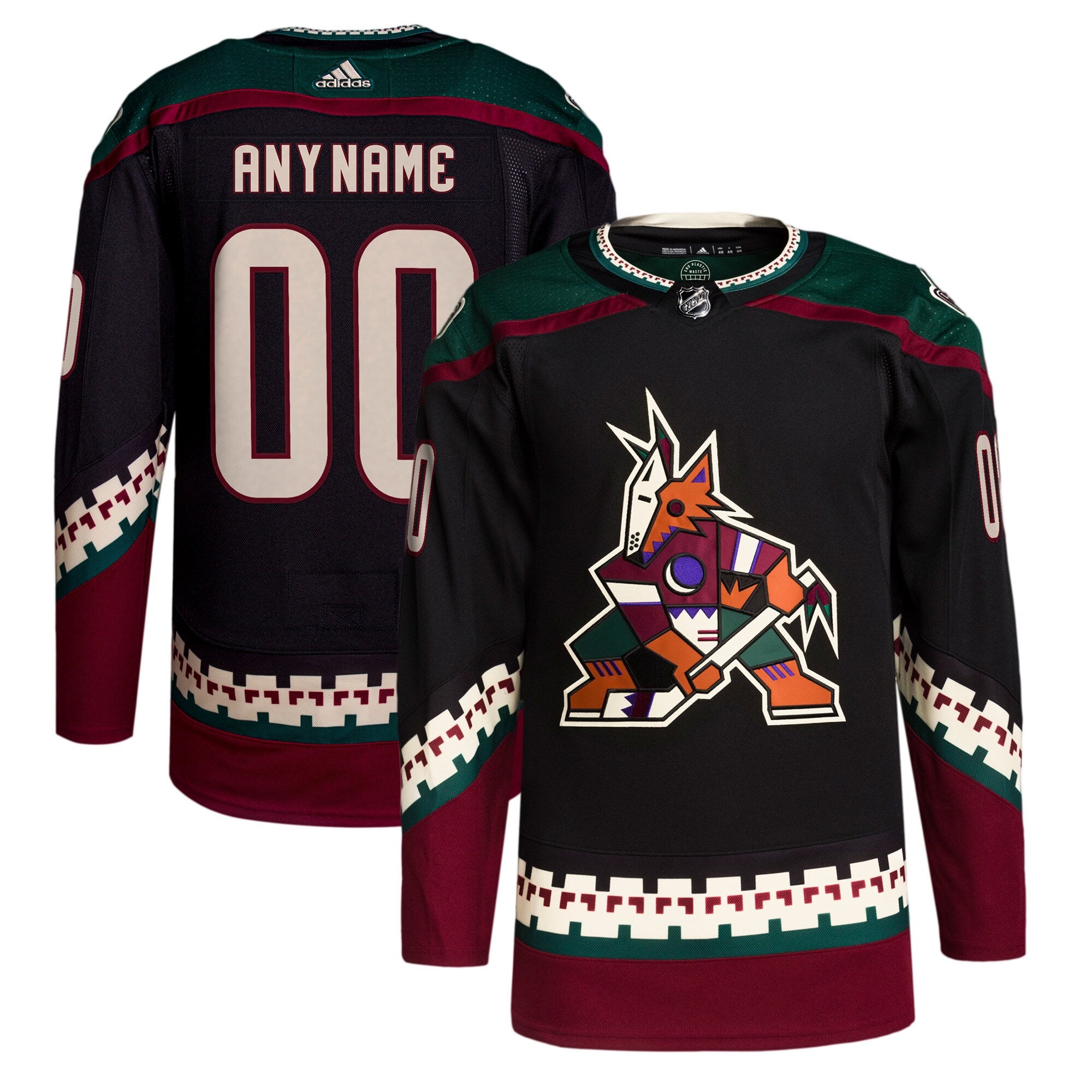 Arizona Coyotes adidas Home Primegreen Authentic Pro Custom Jersey - Black