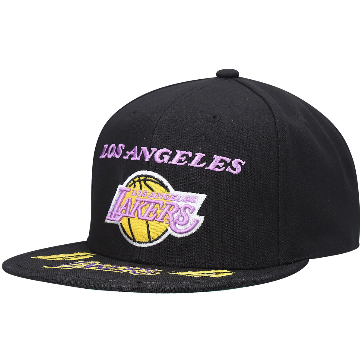 Los Angeles Lakers Mitchell & Ness Hardwood Classics Front Loaded Snapback Hat - Black