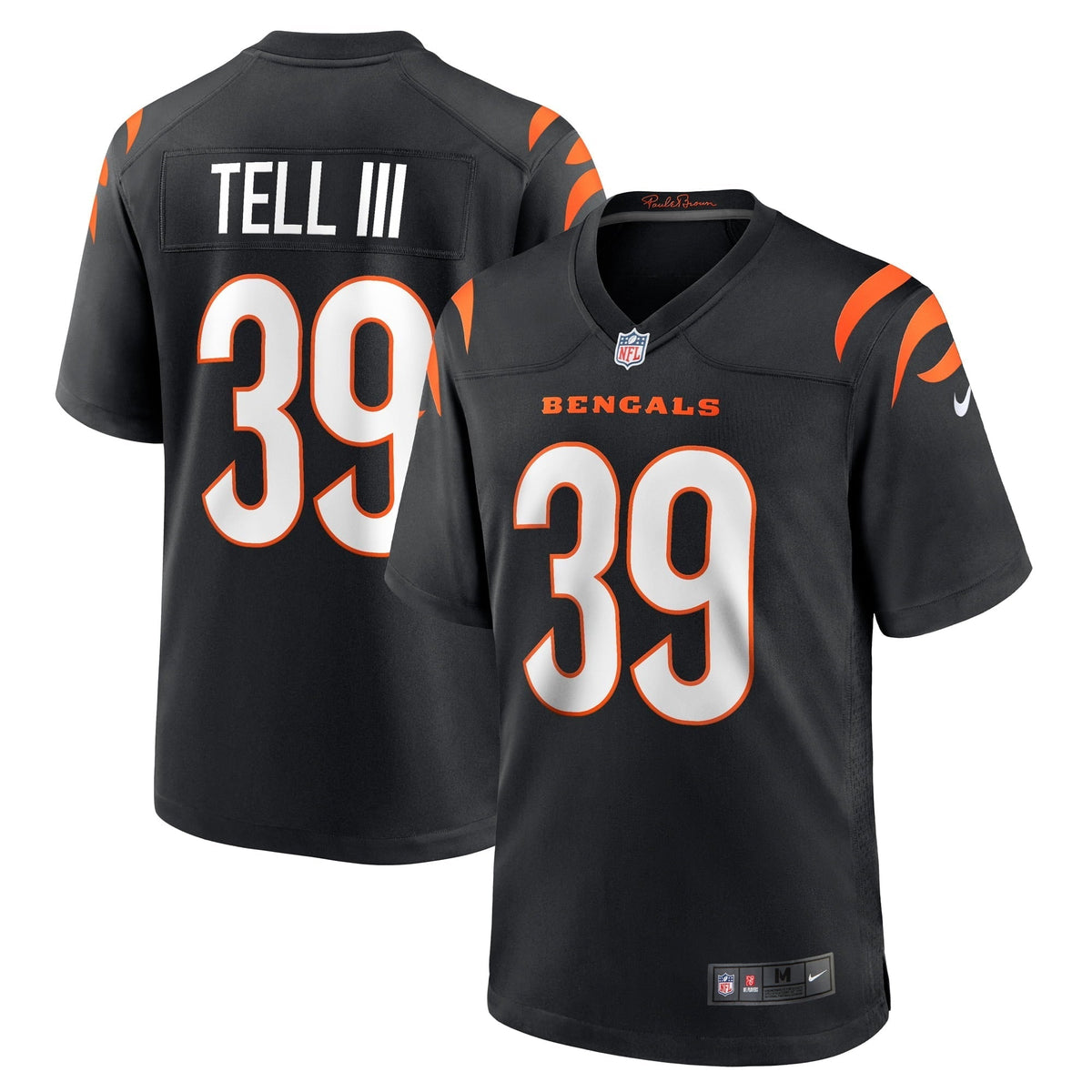 Men s Nike Marvell Tell III Black Cincinnati Bengals Game Player Jersey