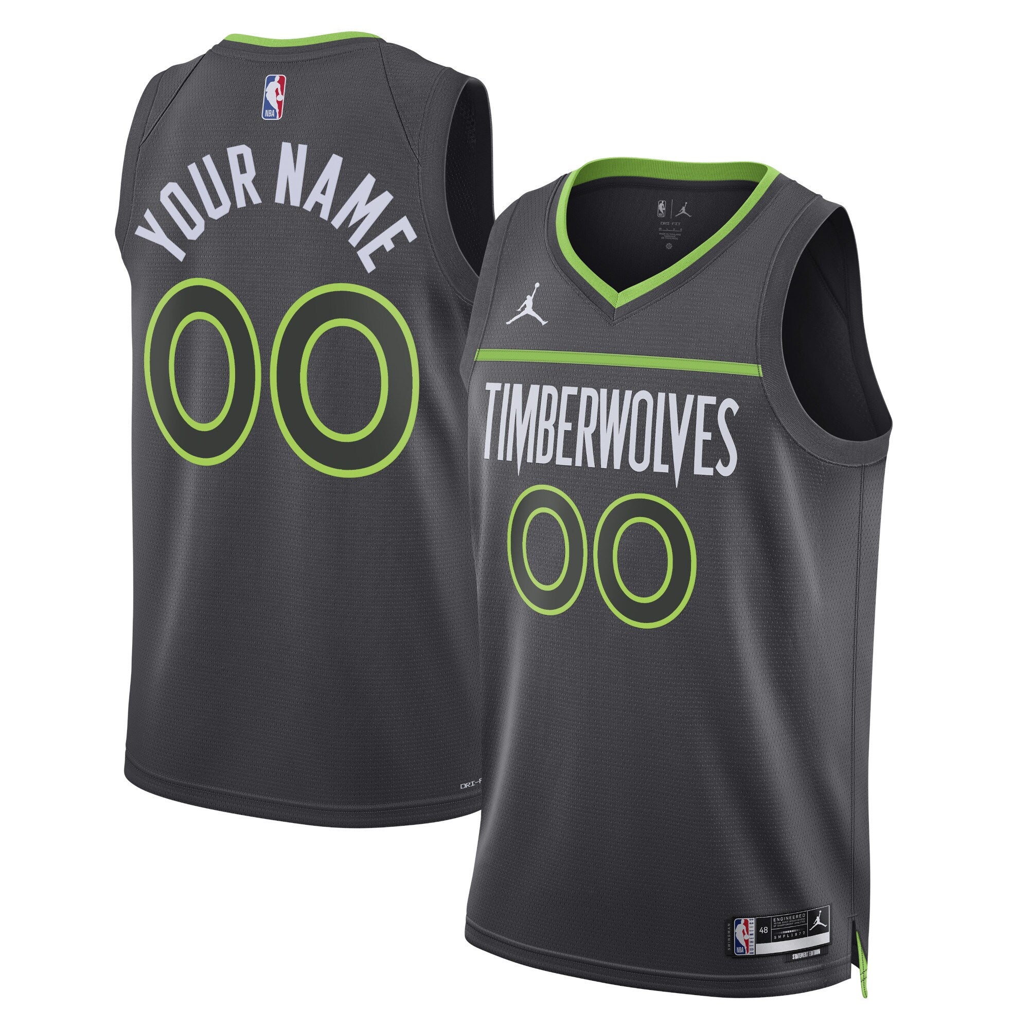 Minnesota Timberwolves Jordans Brand Unisex 2022/23 Swingman Custom Jersey - Statement Edition - Black