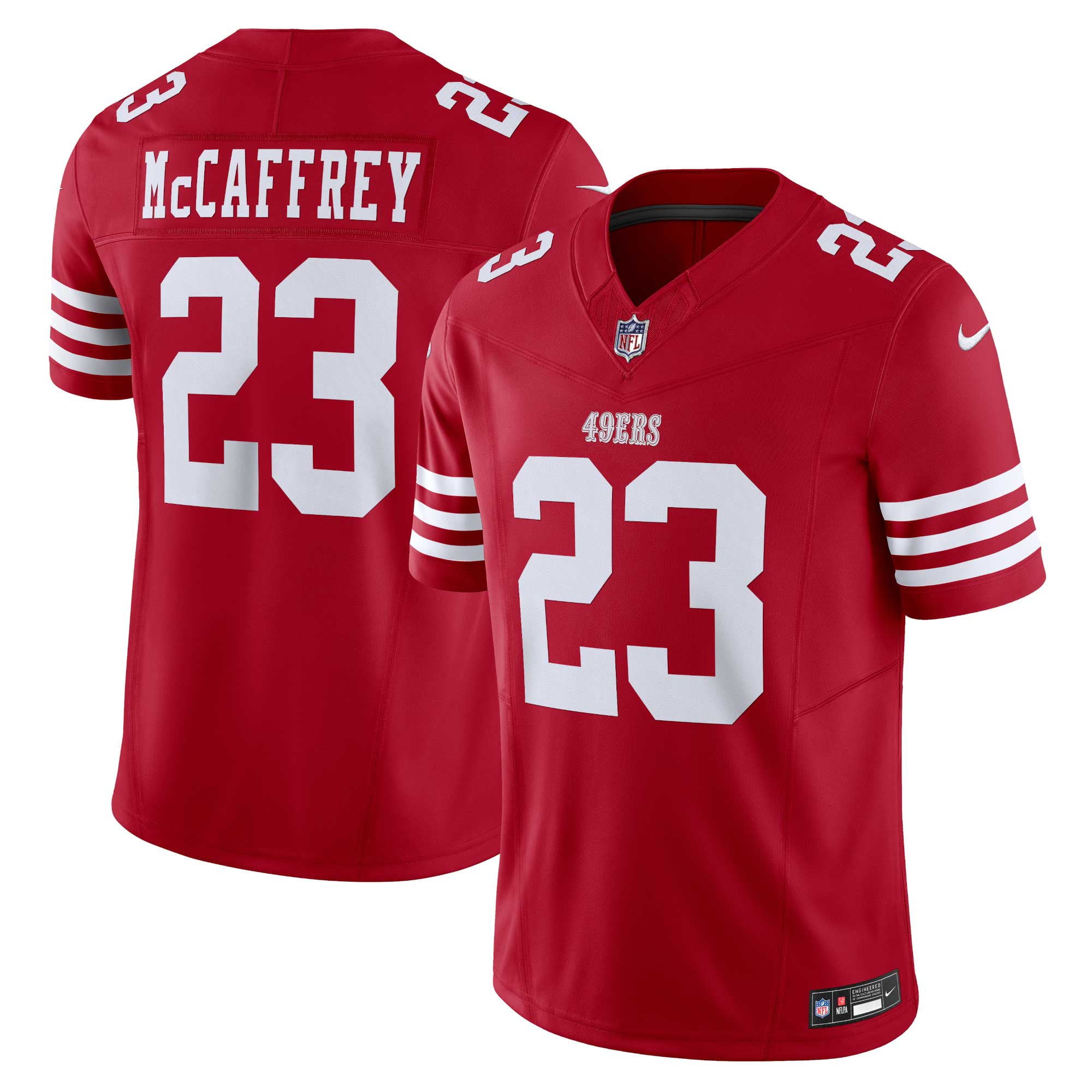 Men s Nike Christian McCaffrey Scarlet San Francisco 49ers Vapor F.U.S.E. Limited Jersey