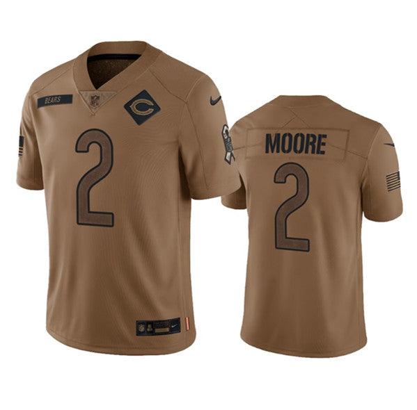 Men s Chicago Bears DJ Moore 2023 Brown Salute To Service Limited Stitched Jersey