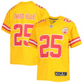 Clyde Edwards-Helaire Kansas City Chiefs Nike Youth Inverted Team Game Jersey   Gold