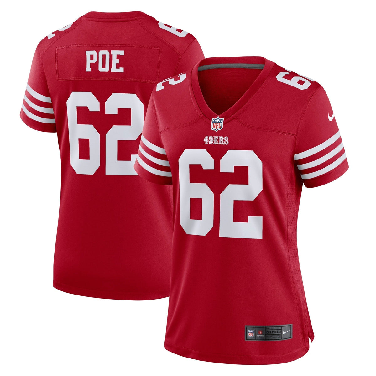 Women s Nike Jason Poe Scarlet San Francisco 49ers Game Player Jersey