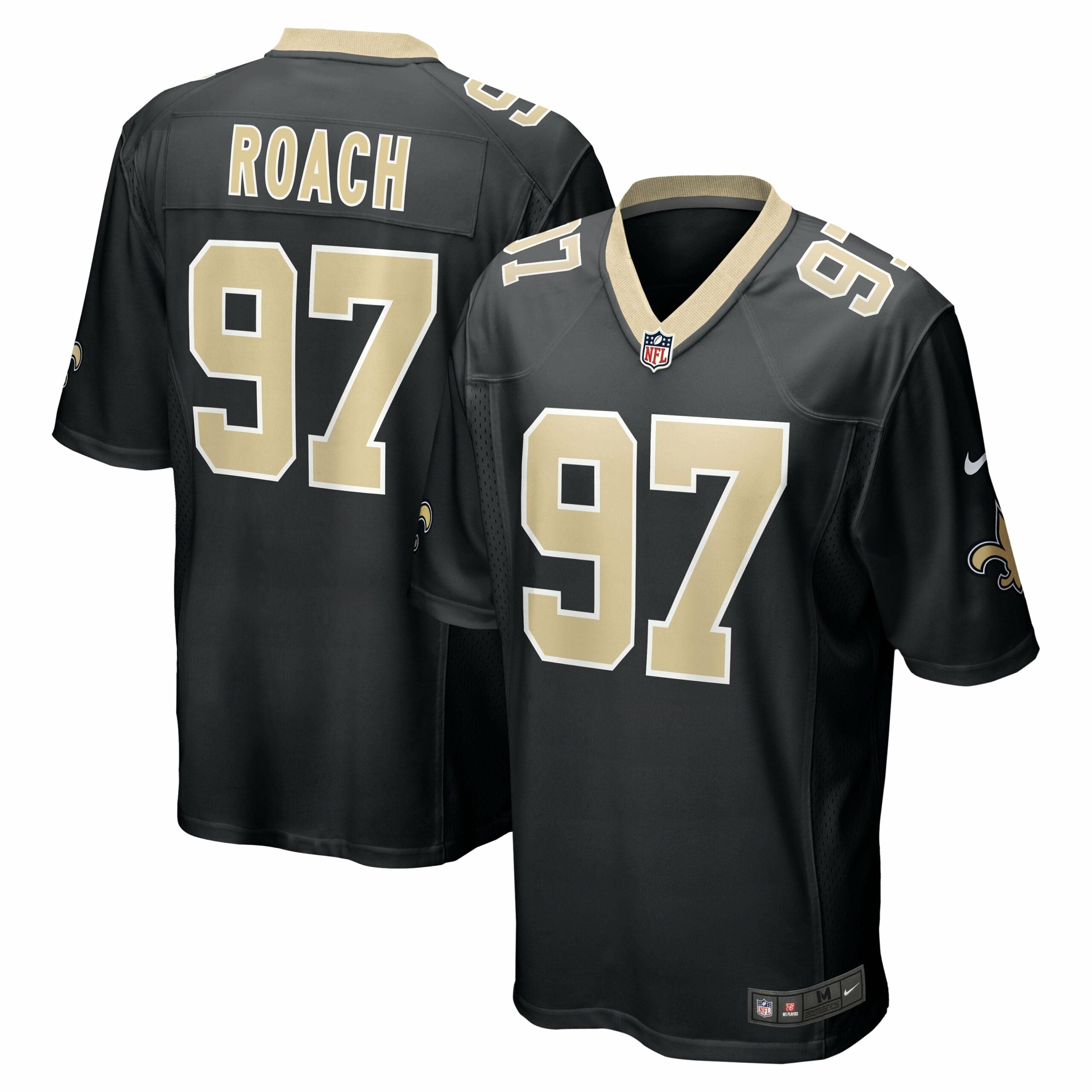 Men s Nike Malcolm Roach Black New Orleans Saints Team Game Jersey