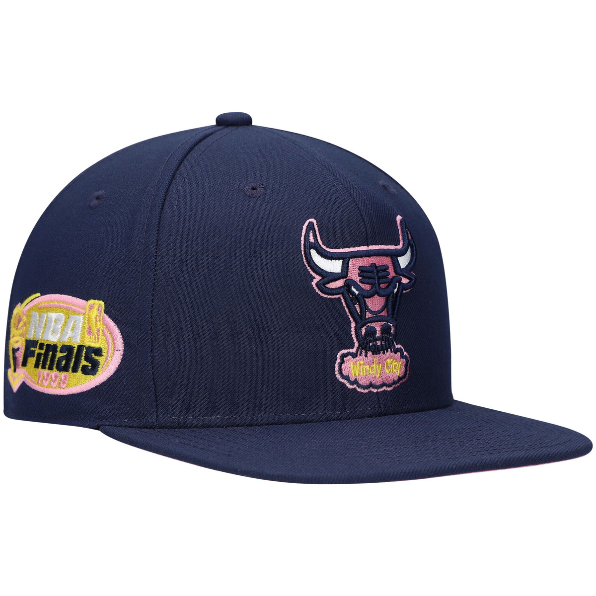 Chicago Bulls Mitchell & Ness 1998 NBA Finals Burnt Sunrise Fitted Hat - Navy