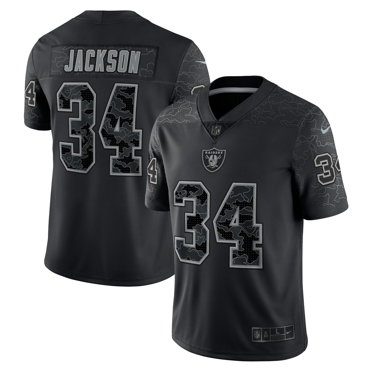 Bo Jackson Las Vegas Raiders Nike Retired Player RFLCTV Limited Jersey   Black