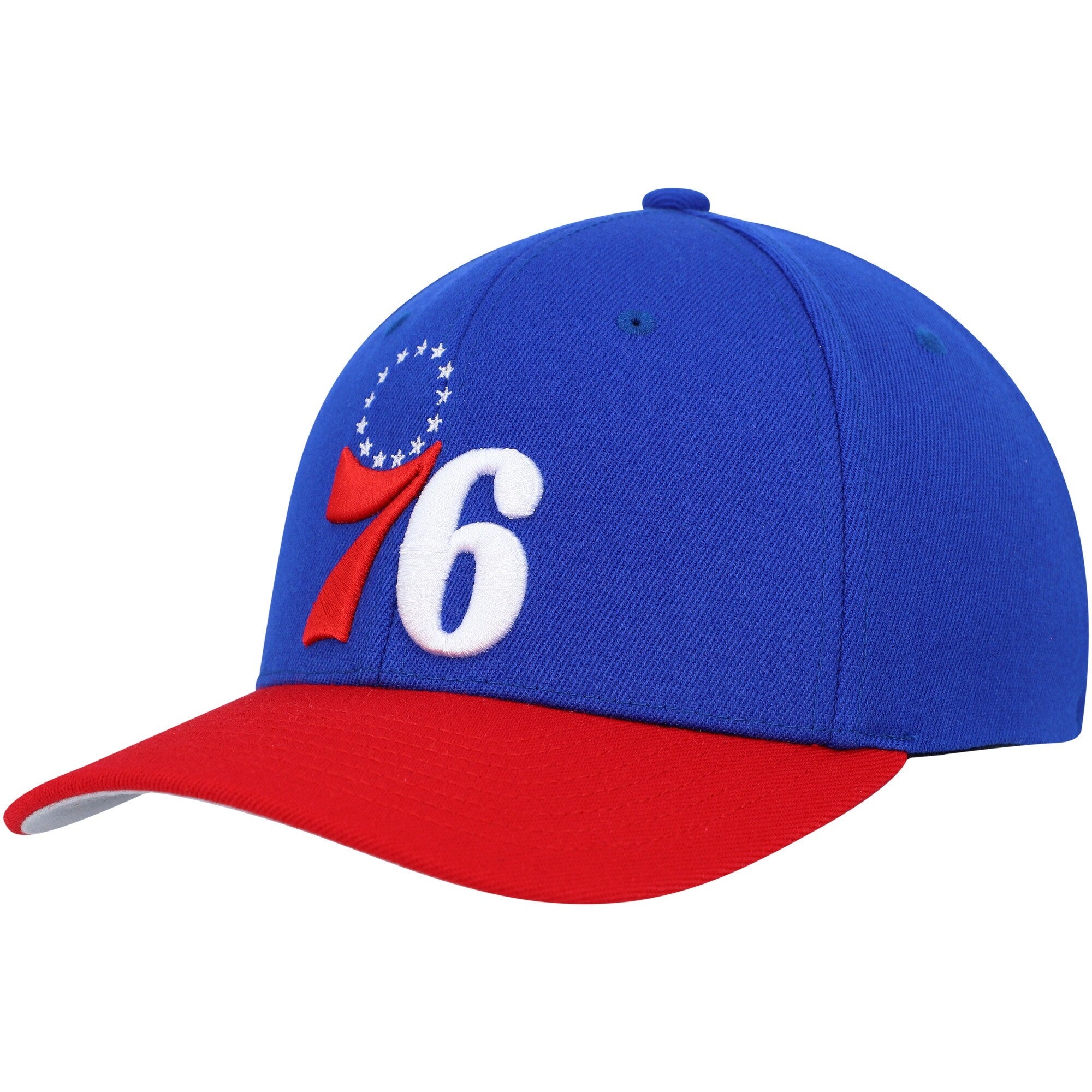Philadelphia 76ers Mitchell & Ness MVP Team Two-Tone 2.0 Stretch-Snapback Hat - Royal/Red