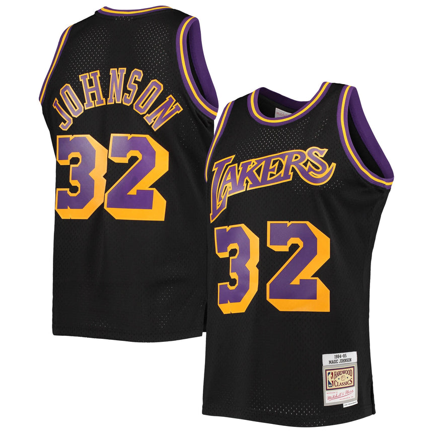 Men's Magic Johnson Los Angeles Lakers Mitchell & Ness 1984-85 Hardwood Classics Reload 2.0 Swingman Jersey - Black