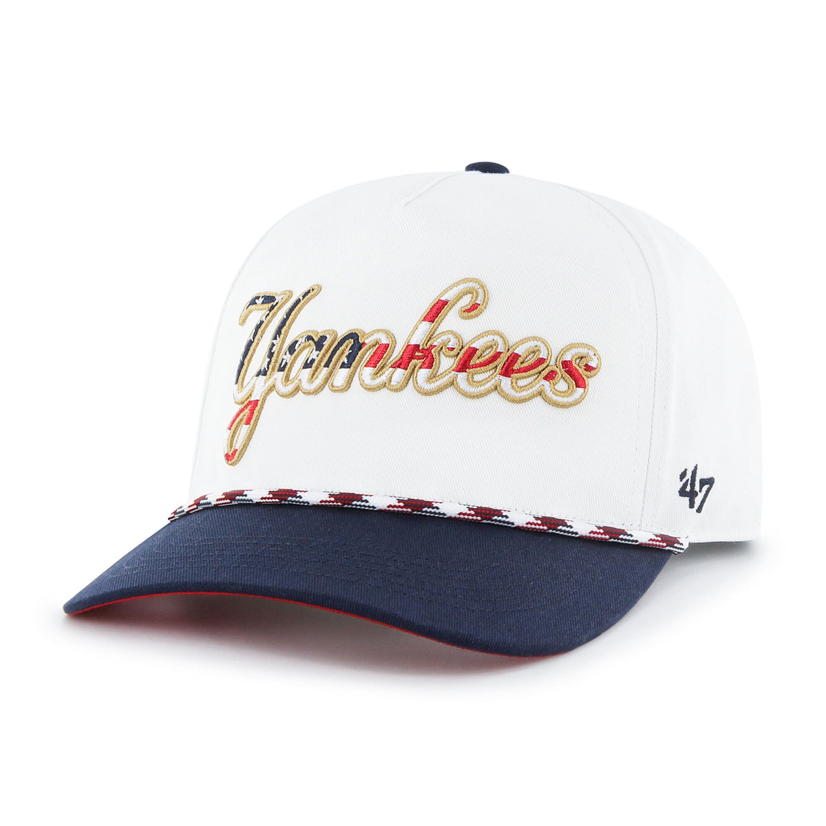 New York Yankees '47 Flag Script Hitch Snapback Hat - White