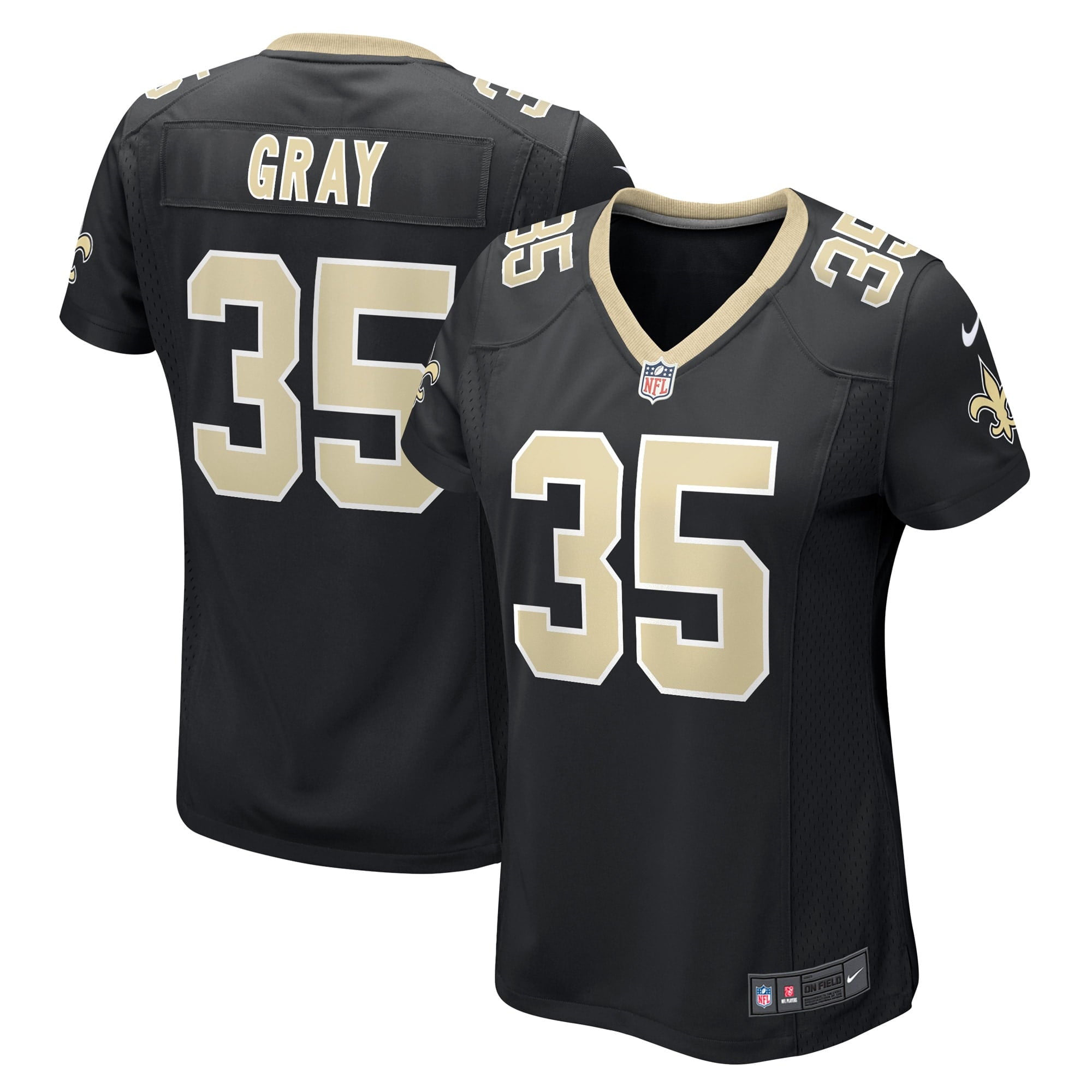 Women s Nike Vincent Gray Black New Orleans Saints Game Player Jersey