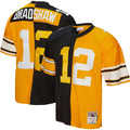 Terry Bradshaw Pittsburgh Steelers Mitchell   Ness 1976 Split Legacy Replica Jersey   Black/Gold