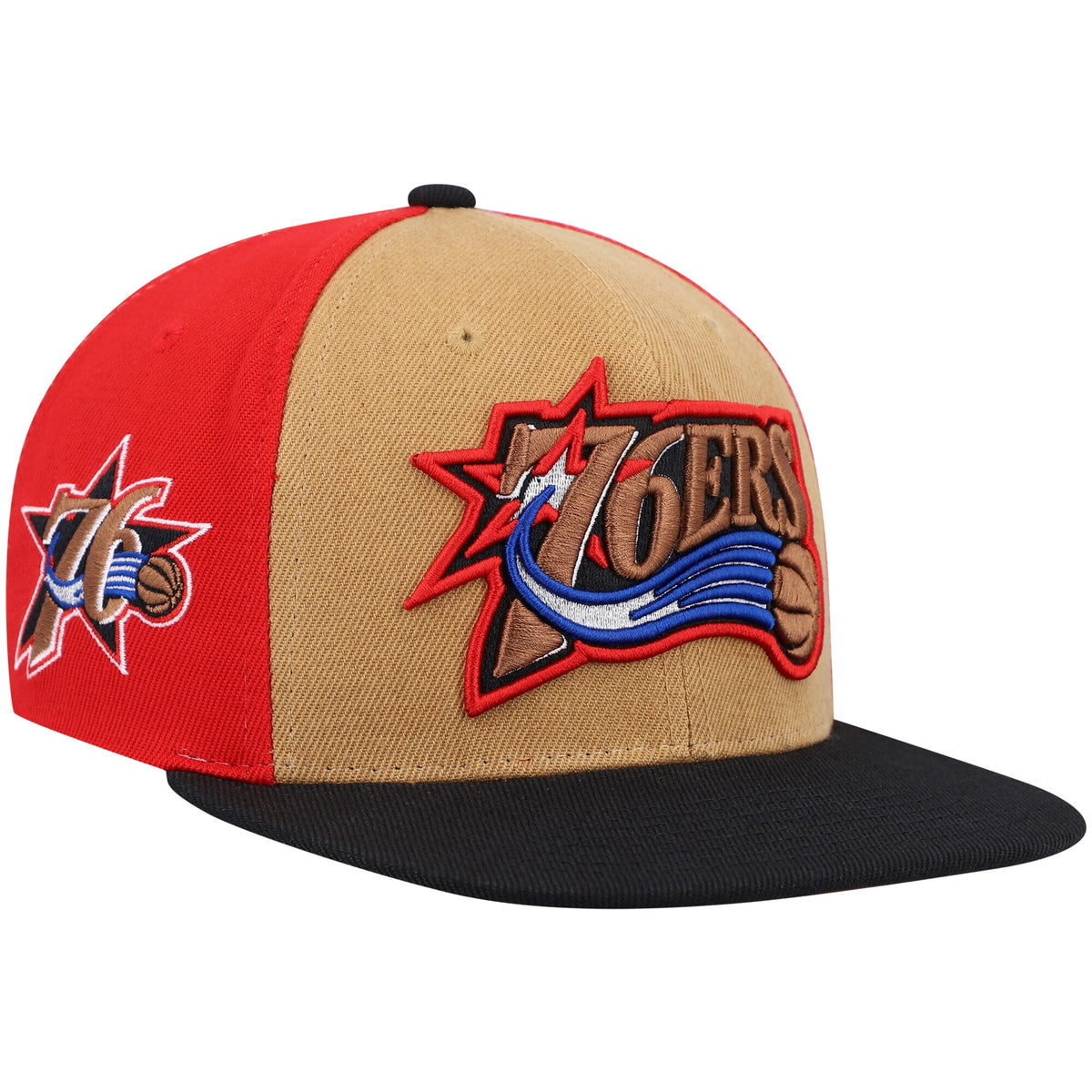 Philadelphia 76ers Mitchell & Ness Hardwood Classics On The Block Snapback Hat - Gold/Black