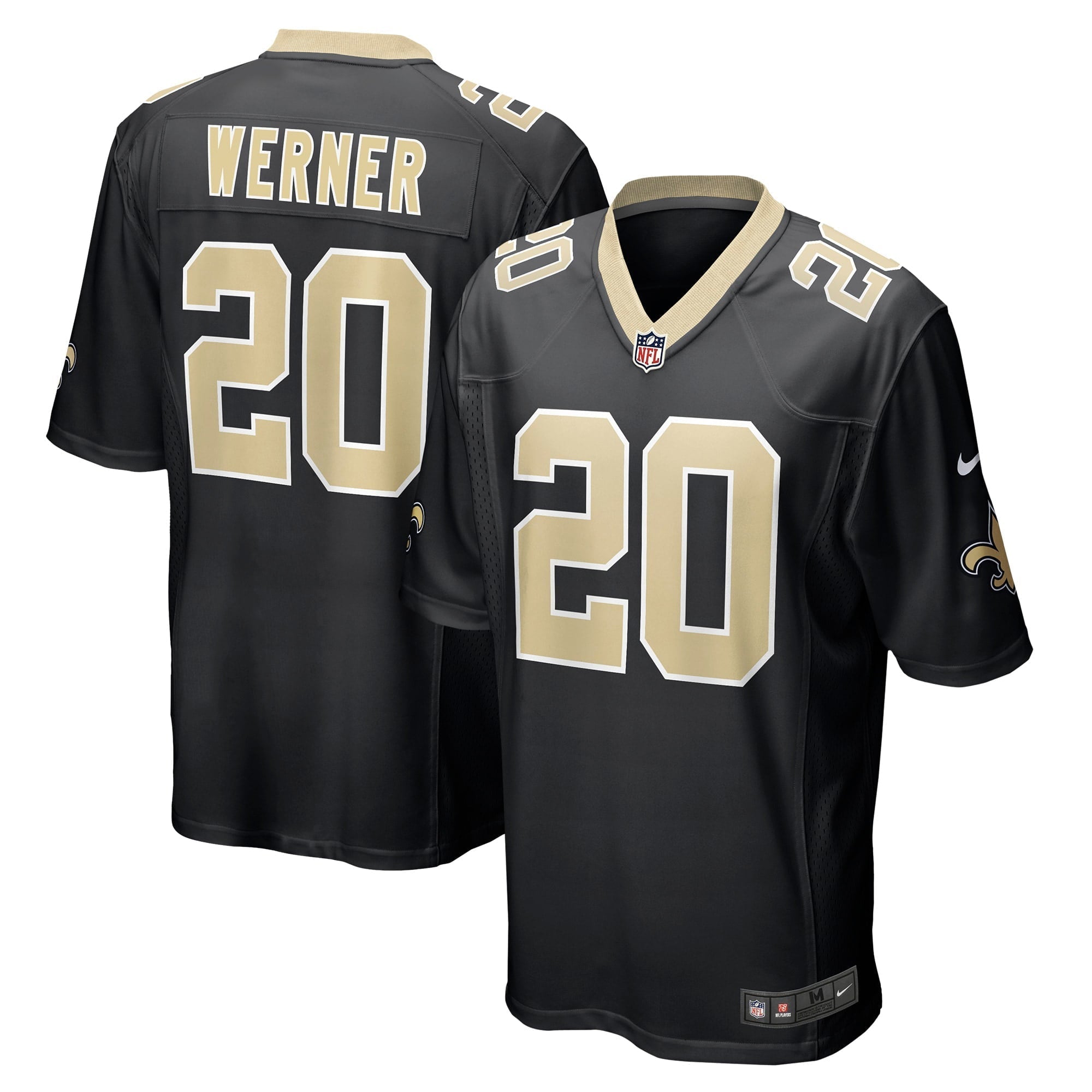 Men s Nike Pete Werner Black New Orleans Saints Game Jersey