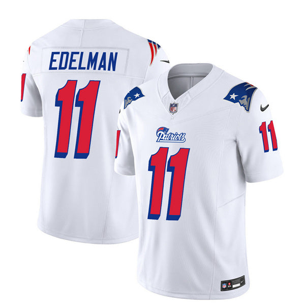 Men s New England Patriots Julian Edelman White 2023 F.U.S.E. Vapor Limited Stitched Jersey