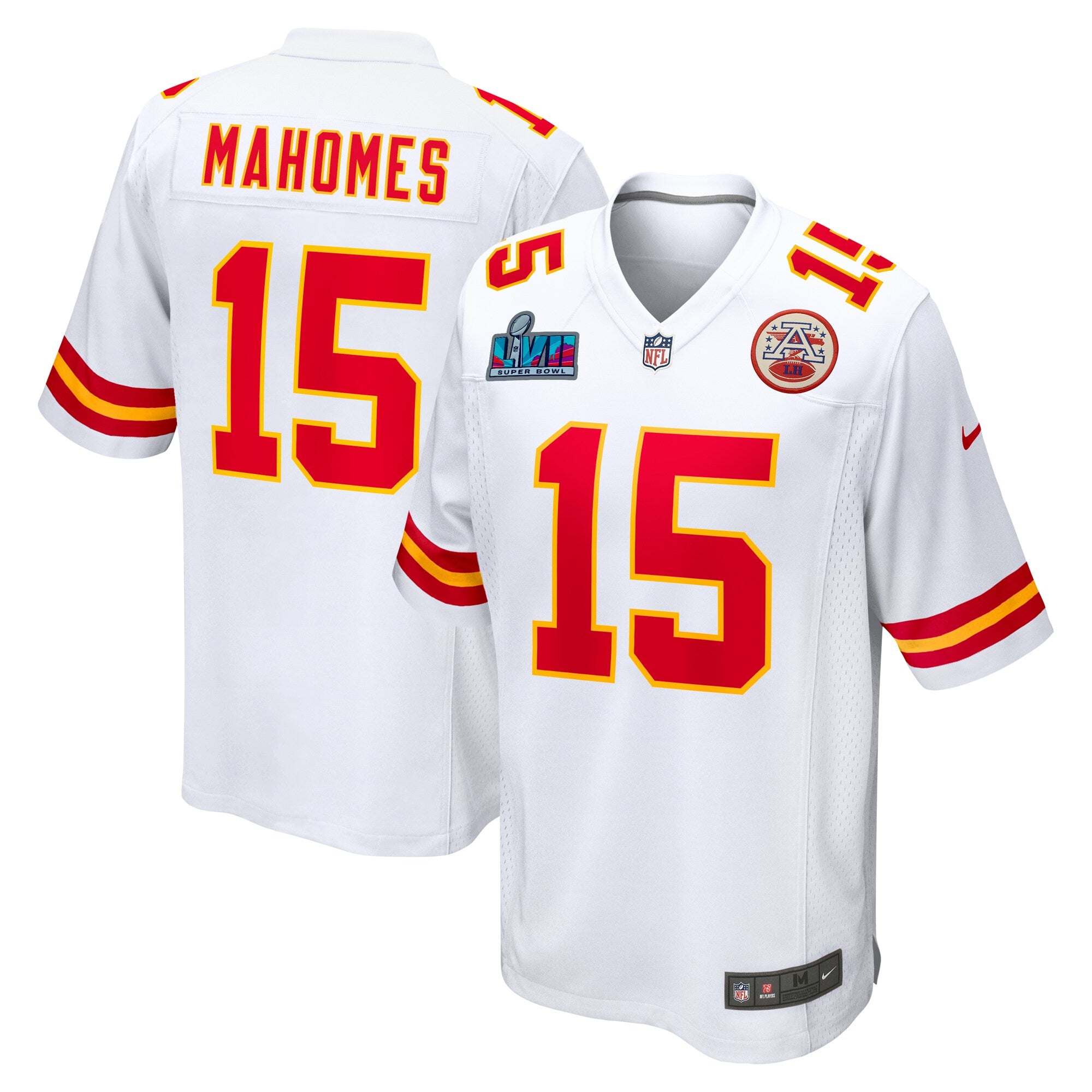 Patrick Mahomes Kansas City Chiefs Nike Super Bowl LVII Patch Away Game Jersey   White
