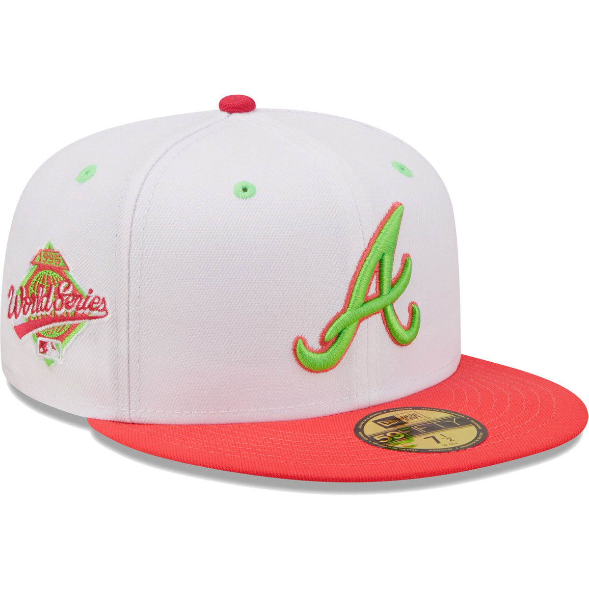 Atlanta Braves New Era 1995 World Series Strawberry Lolli 59FIFTY Fitted Hat - White/Coral