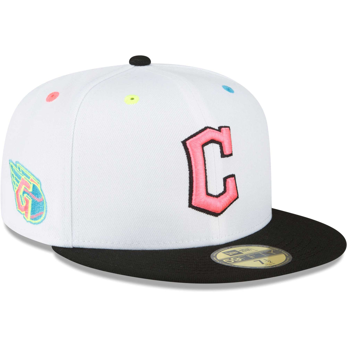 Cleveland Guardians New Era Neon Eye 59FIFTY Fitted Hat - White