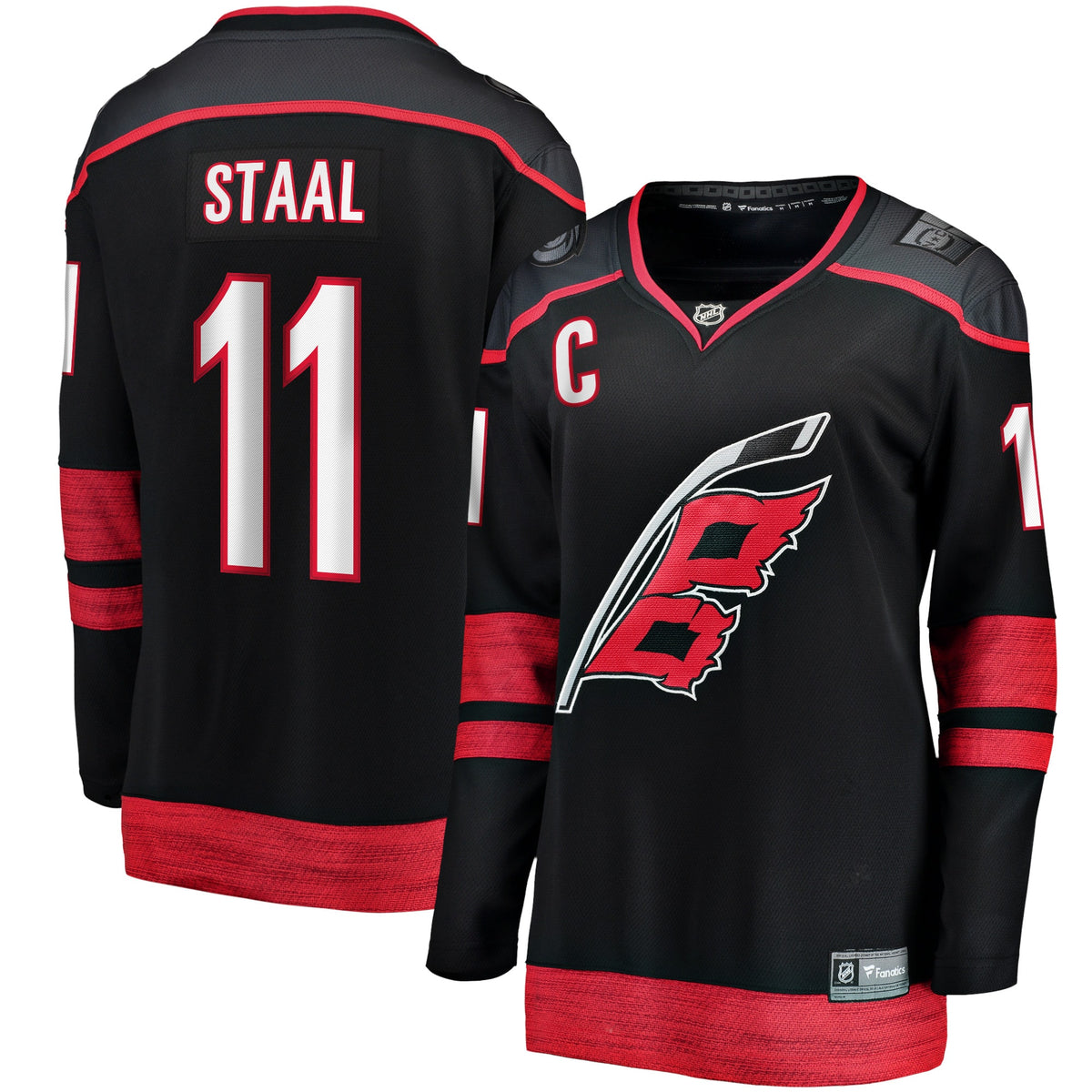Jordans Staal Carolina Hurricanes Fanatics Branded Women's Home Captain Patch Breakaway Player Jersey - Black