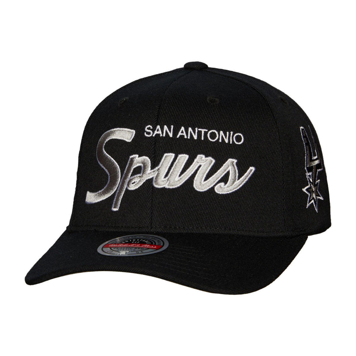 San Antonio Spurs Mitchell & Ness MVP Team Script 2.0 Stretch-Snapback Hat - Black